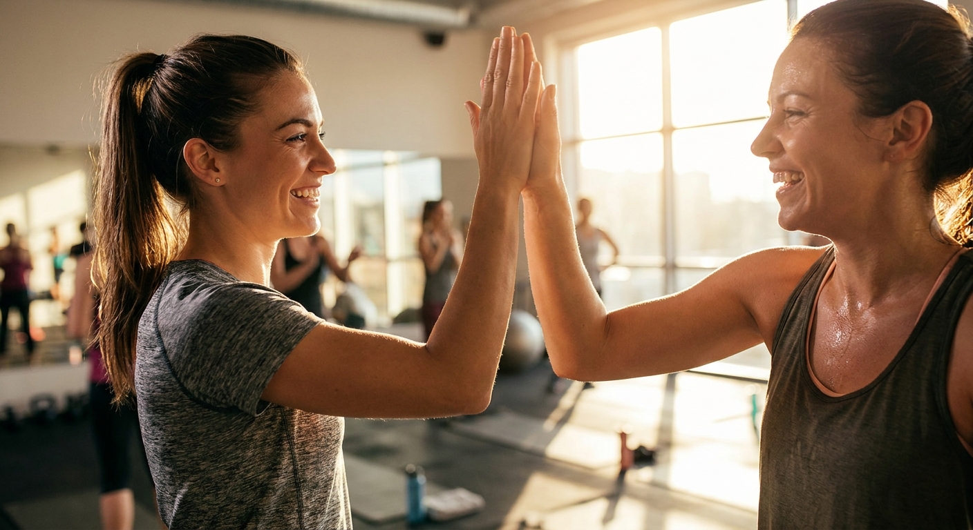 Trainerin gibt High-Five