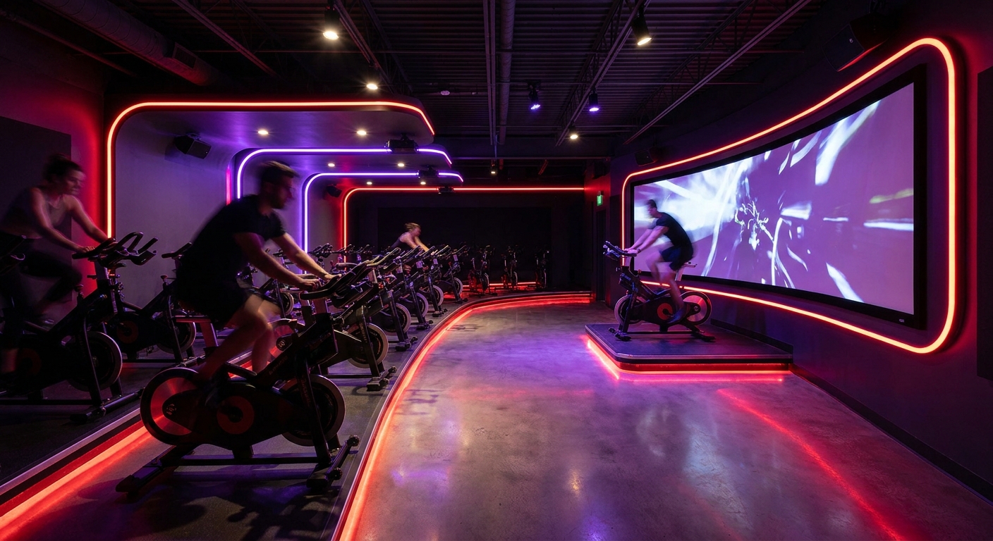 Cycling-Studio mit LED-Beleuchtung